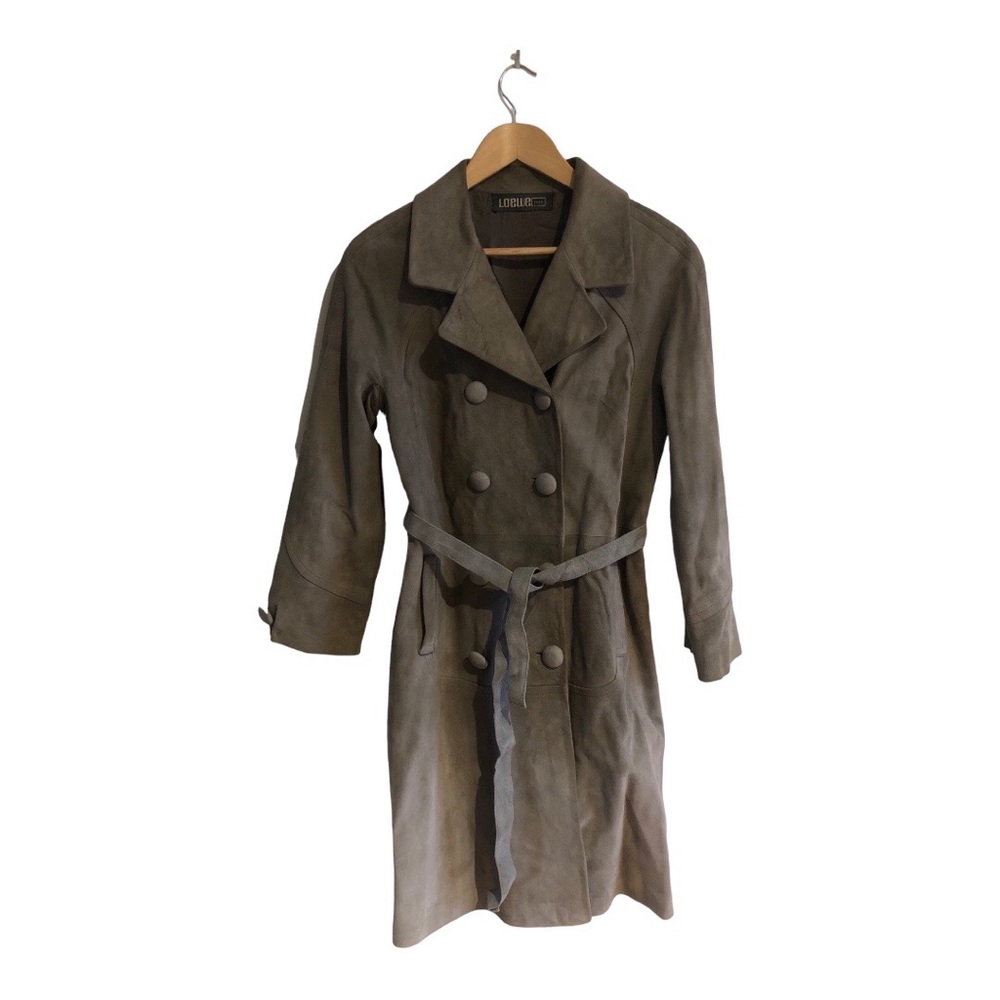Beautiful vintage camel leather Gray  coat unisex. size 44